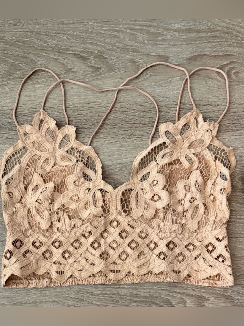 Free People Lace Bralette in Nude Blush